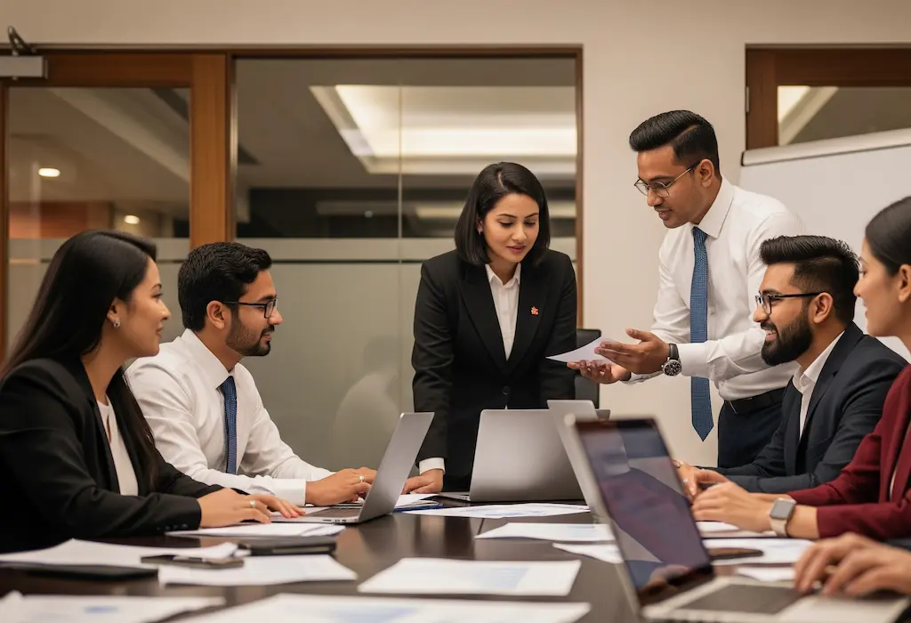 Consulting meeting with business professionals